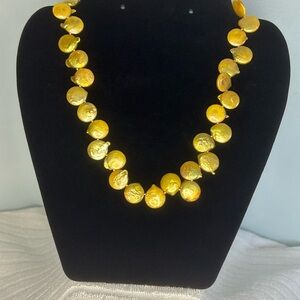 Elegant Gold Keshi Pearl Necklace and 10x10 mm matching Keshi pearl earrings